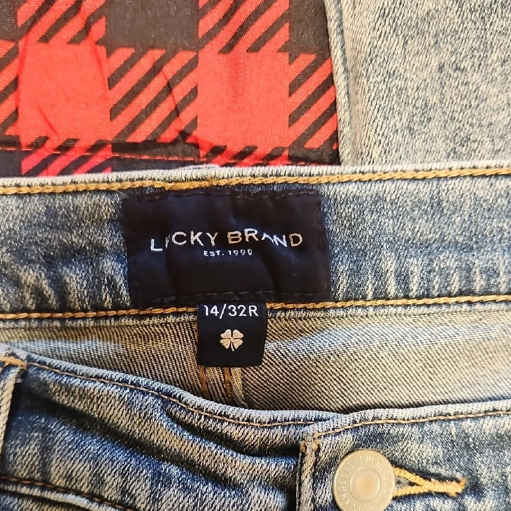 Lucky Brand Light Blue Boyfriend Jeans with Cream Floral Design - Picture 2 of 4